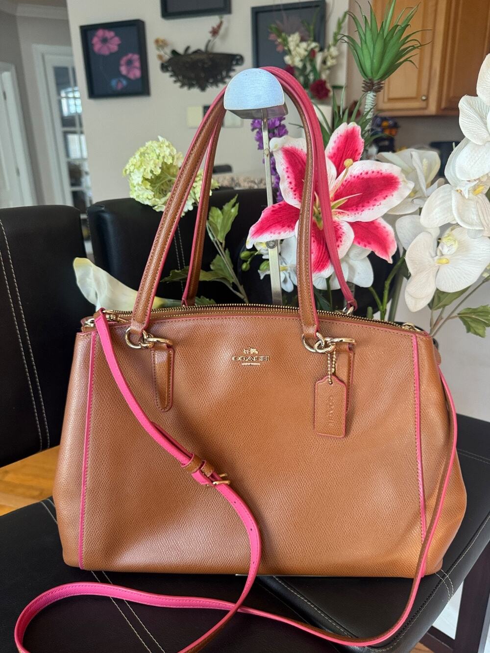 COACH CHRISTIE CARRYALL IN EDGEPAINT CROSSGRAIN LEATHER F37764 (bar